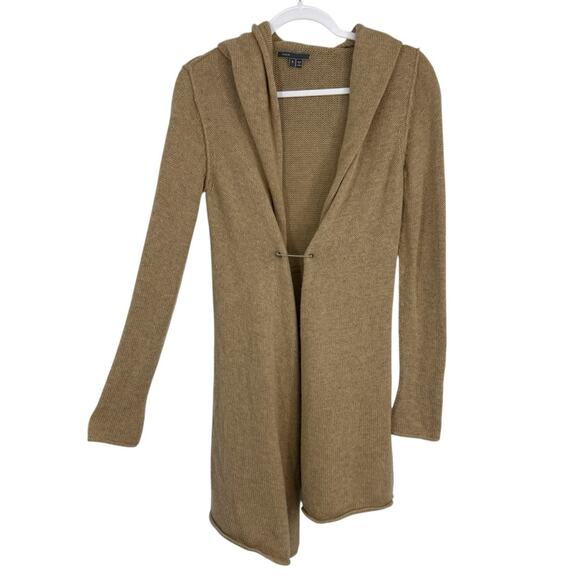 Vince Sophie Yak-Wool Safety Pin Hooded Cardigan size small Beige Wheat - Picture 1 of 11